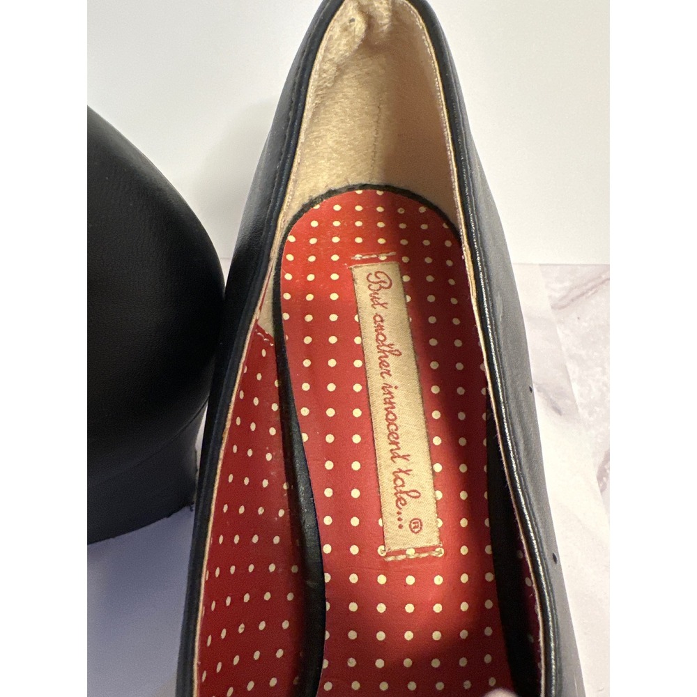 Vintage-look Peep Toe Heels with Buckle Detail Red Polka Dot Lining Women's - Picture 3 of 5